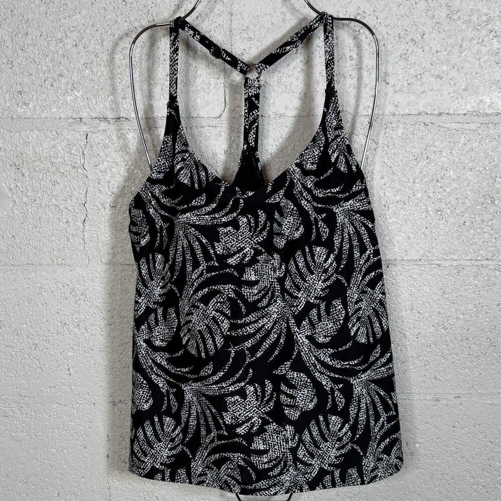 Island Escape Womens Printed Racerback tankini top, The Shade Black multi 8